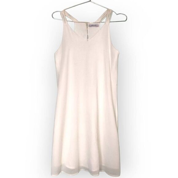 Naked Zebra Womens Dress Sz M Mini White‎ Racer Back Buttons Beachy Coastal - Picture 7 of 8